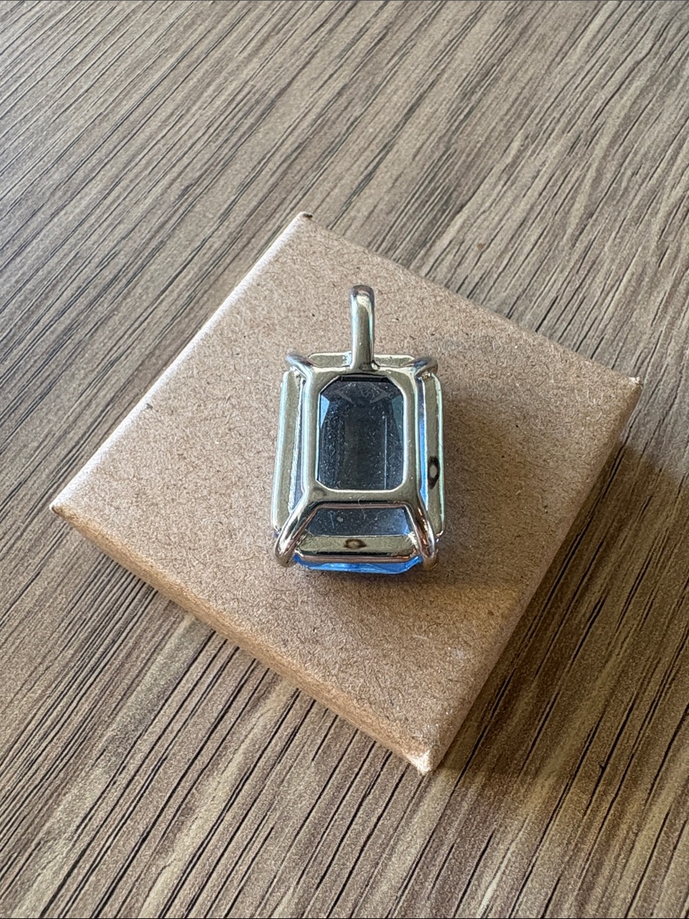 Blue Rectangular Crystal Pendant - Picture 2 of 3